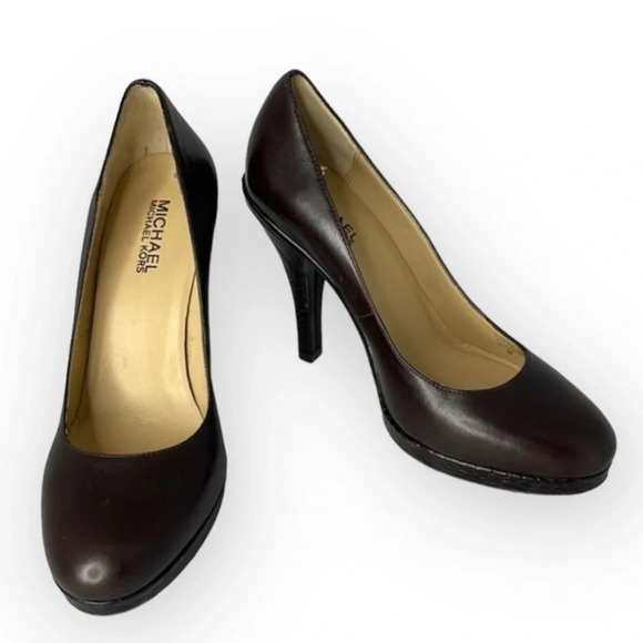 Michael Michael Kors Leather Pumps Chocolate Brown Croc Effect Embossed Size 8 - Picture 2 of 12